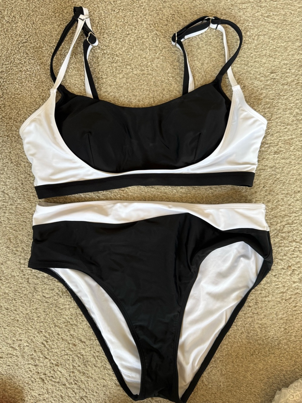 Black & White Two-Piece Women's Swim Set